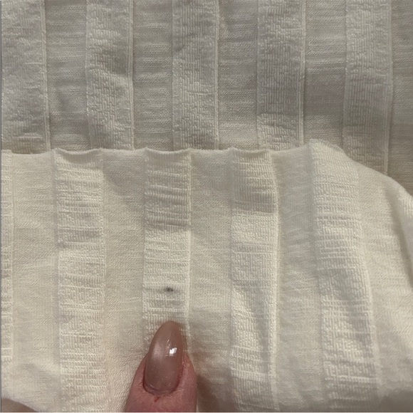 Reformation Delancey Long Sleeve Ribbed Ivory Top Notched Square Neckline Size L - Picture 4 of 5